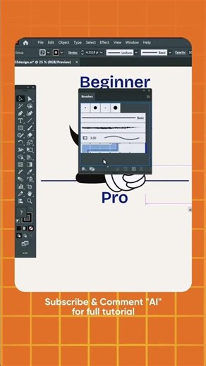 28 | Create Custom Art Brushes in Illustrator | Beginner vs Pro Tutorial ‪@DesignfulThinking‬