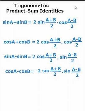 Trigonometric Product Sum Identities/Math's basic formula
