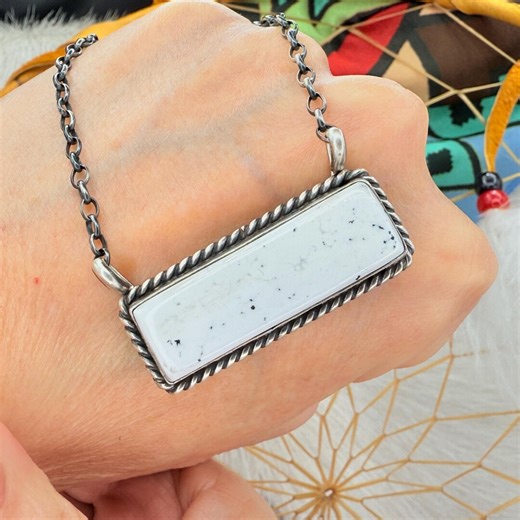 Navajo WHITE BUFFALO Bar Necklace Sterling Silver 17" Chain -handmade Native American Pendant - Etsy
