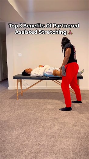 Dr. KinnyKinetics on Instagram: "Ever wonder why partner-assisted stretching is a game changer for flexibility, muscle recovery, and reducing pain? Let’s break it down! 🙌🏾 1️⃣ Enhanced Flexibility: When you stretch with a partner, they can help you reach deeper into your stretches. This allows your muscles to elongate beyond what you might achieve alone, making it easier to improve your overall flexibility. 🧘🏾‍♀️ 2️⃣ Muscle Recovery: After a workout, your muscles can feel tight. Stretching w