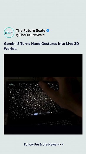 the future scale on Instagram: "Gemini 3 is pushing interactive 3D creation forward. With a few prompts in Google AI Studio, it generates a real-time Three.js particle system—no manual coding needed. Using your camera, hand gestures control particle movement, colors, and even shapes like hearts, Saturn, or fireworks. Just paste the code, open it in a browser, and interact instantly. A clear sign of how AI is making advanced 3D tools accessible to everyone. Follow For More News @thefuturescale #A