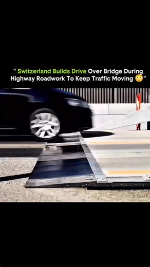 Knowledge Is Power on Instagram: "When traffic can’t stop, engineering finds a way—Switzerland’s drive-over bridge keeps vehicles flowing 🚗🛠️ During essential highway maintenance, closing lanes often means chaos: long delays, frustrated drivers, and lost productivity. Swiss engineers solved this problem with a temporary drive-over bridge, designed to let traffic continue smoothly while construction proceeds below. At first glance, it seems simple, but creating a structure that supports hundred