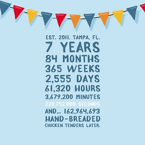 1K views · 20 reactions |  We're 7 and Saucy!  Our OG PDQ opened seven years ago in South Tampa, FL. Since then, we've expanded our roots to 63 more communities and 10 more states. To celebrate, we're giving out a little somethin' somethin' in all restaurants today. After all, we couldn't have made it this far without your tender lovin' support. | PDQ Chicken | Facebook