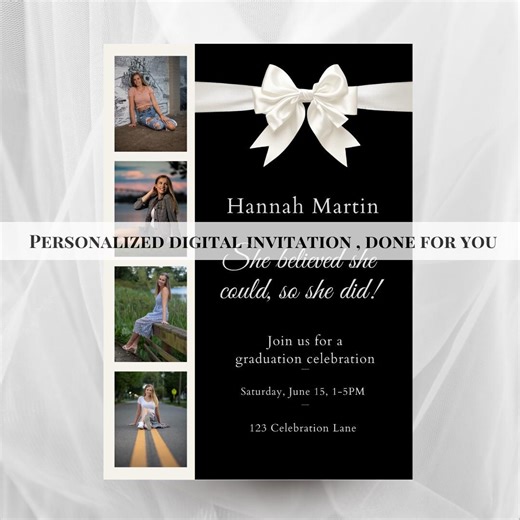 Personalized Graduation Invitation With Photos (digital) | Elegant Senior Grad Invite - Etsy
