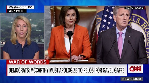 House Minority Leader Kevin McCarthy joked at a Saturday night event that it "will be hard not to hit" House Speaker Nancy Pelosi with the speaker's gavel if Republicans take control of the chamber in the 2022 midterms and he becomes speaker. | CNN