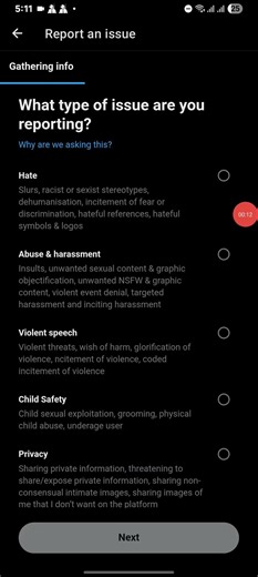 How to report on account on X