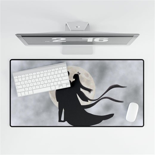 Moon Lovers Desk Mat | Minimalist Couple, Full Moon Gaming Pad - Etsy