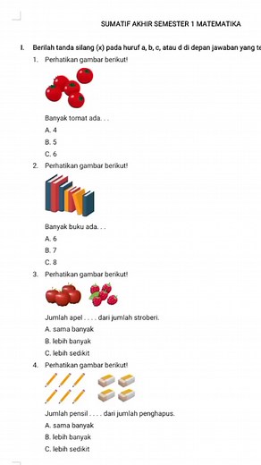 Contoh soal SAS Matematika Kelas 1 SD #reel | Yuli Fitriani