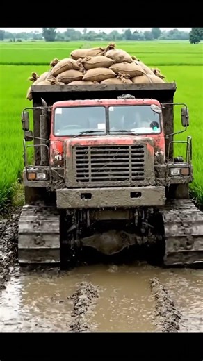 INSANE Traction! Overloaded Dump Truck Crawls Through Deep Rice Field Mud 😱