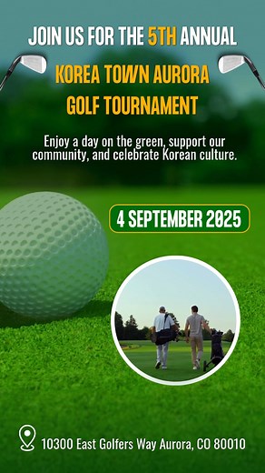 ⛳✨ Get ready, Aurora! ✨⛳ Aurora Sister Cities International invites you to join us for the Fifth Annual Korea Town Aurora Golf Tournament & Fundraiser on Thursday, Sept 4, 2025 at CommonGround Golf Course! 🏌️‍♂️ This special event supports the launch of Korea Town Aurora – Colorado’s hub for Korean culture 🇰🇷🍜🎶🛍️. From delicious food to karaoke and family fun, our goal is to promote local Korean-owned businesses and share Aurora’s vibrant diversity with the world 🌍. 👉 Learn more & suppor