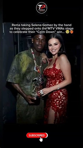 Rema Takes Selena Gomez by the Hand as They Step on Stage to Celebrate "Calm Down" Win at VMAs#Rema🥰
