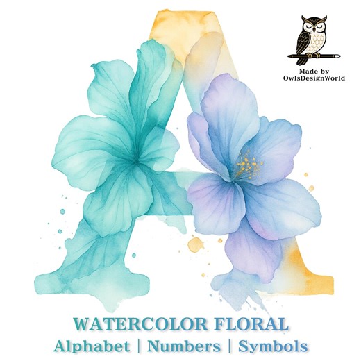 Watercolor Floral Alphabet PNG, Elegant Flower Letters A–Z, Numbers Symbols, Botanical Font Clipart, Stickers Sublimation, Digital Download - Etsy Australia