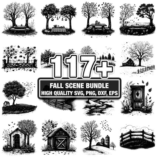117+ Fall Scene SVG Bundle,instant Digital Download Png, Dxf, Eps, Svg, Cricut Cut Files, Silhouette, Commercial Use, Digital Clipart - Etsy