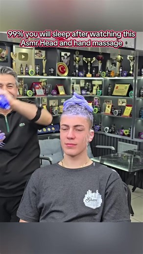 99% you will sleep witb this Asmr barber that is using the purple foam to relax #asmr #sleep #massage #relaxing #barber