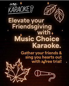 Take #friendsgiving to the next level with Music Choice Karaoke. Make it even more interesting by making a game out of it.旅 Get Karaoke FREE for 7 days: https://musicchoice.app.link/e/karaokemc -  Play Six Degrees of Karaoke: One singer starts with a song, and the next person has to pick a new song with a connection to it (like the same artist, genre, or theme). This continues with everyone adding their own link in the karaoke chain. | Music Choice | Facebook