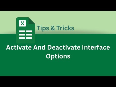 How to Activate And Deactivate Interface Options in Excel | Excel Tips & Tricks