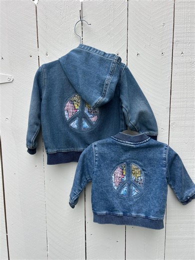 Peace Be With You Upcycled Infant Denim Jackets - Etsy