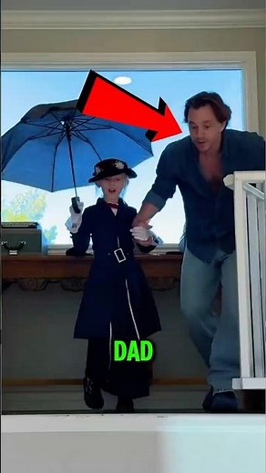 Dad Makes His Daughter Fly Like Mary Poppins With an Umbrella 😱 #youtubeshorts