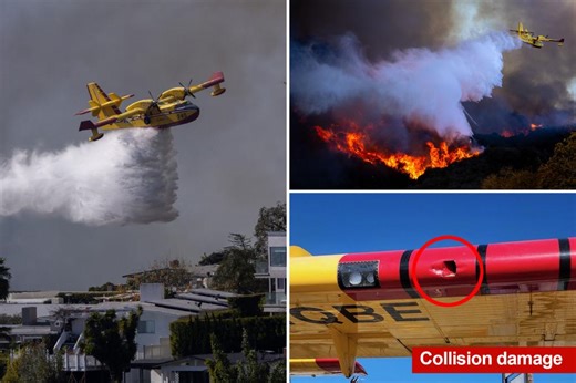 Firefighting aircraft out of action for LA fire  after it’s damaged by drone while flying