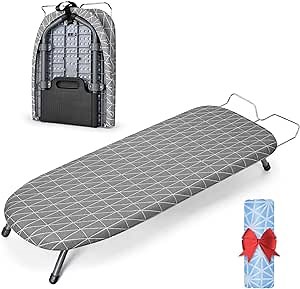 Foldable Tabletop Ironing Board with Iron Rest, Small Ironing Board with 2 Cotton Covers, Portable Mini Ironing Board with Non-Slip Folding Feet for Home, Laundry Rooms, Travel Use and Dorms