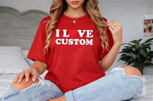 Personalised I Love T Shirt, Custom Name Red Heart Tee, Valentines Day Gift for Couples Friends Family, Matching Love Printed Shirt for Him - Etsy