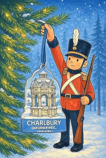 Just arrived No.5 Market Street the Charlbury Christmas dbl sided tree ornament depicting the fountain on the Playing Close, Charlbury. It's ideal as a special memory of Charlbury and easy to slip into a Christmas card to post, around the world if needed. Even the Lonely Toy Soldier gives it his approval. | No.5 Market Street