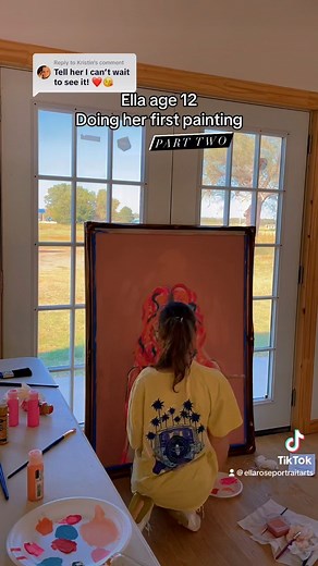 Part two Ella age twelve doing her first painting of one of her characters | Our Itty Bitty Home