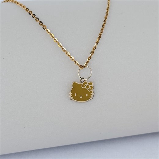 Hello Kitty Pendant 21K Solid Gold Hello Kitty Necklace 14K Hello Kitty Gold Charm - Etsy
