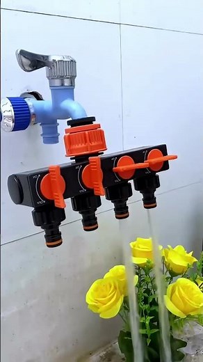 4-Way Tap Splitter! Water 4 Gardens at Once! 💦 #Gardening #WateringHacks #DIY