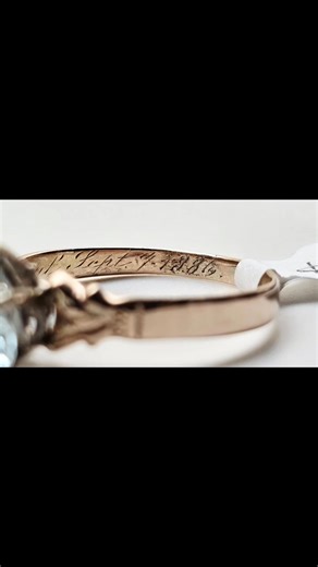 See Something You ❤️....? Now on Sale $849 A Piece of Romantic History. Antique 14k & Aquamarine Ring The setting was engraved and given to a loved one almost 140 years ago. 🥹 "1886" Trillion Cut Aquamarine was added later. We Ship 📬 and Deliver 🚗 | Paraphernalia Antiques