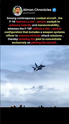 Among contemporary combat aircraft, the F-16 features a one-person cockpit to en...