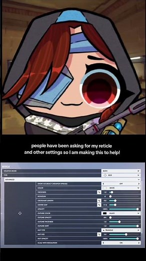 Ana reticle settings y'all! #ow #overwatch #anaoverwatch #crosshair #settings