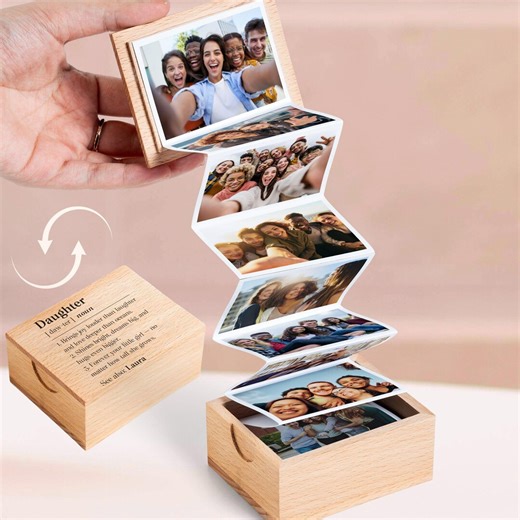 Personalized Daughter Photo Box, Daughter Definition Photo Memory Gift, Gift for Daughter Wooden Photo Album, Mom to Daughter Custom Photos - Etsy