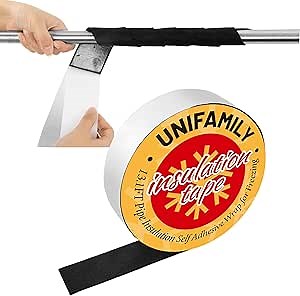 UNIFAMILY 2" Wide Pipe Insulation Wrap, Felt Fabric Pipe Insulation Tape, 13.1FT Self Adhesive Insulation Tape for Pipes Winter Freeze Protection, Outdoor Pipe Wrap Insulation Tape