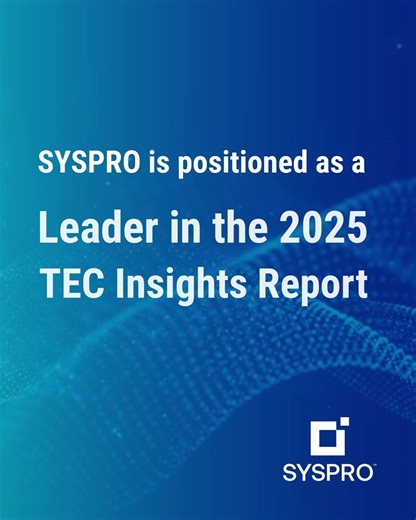 SYSPRO is positioned as a Leader in the 2025 Technology Evaluation Centers Insights Report! 🏆 Recognized for: ✅ Industry-specific ERP expertise ✅ Advanced capabilities like inventory management & forecasting ✅ User-friendly design ✅ Global reach 🌍 This recognition is based on a detailed evaluation that benchmarks the core functionality, user experience, industry specialization, interface, and workflow capabilities of SYSPRO's ERP solution. 🔗 Read the full report now (you’ll find us spotlighte