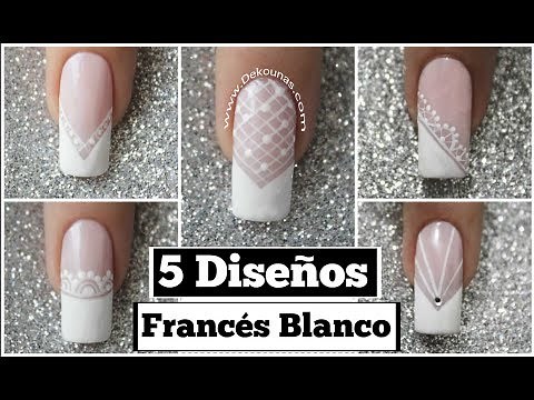 5 Diseños de uñas FACIL con francés blanco - 5 easy French nail art