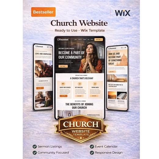 Wix Studio Church Website Template | Sermons, Pastors, Ministries (digital) - Etsy