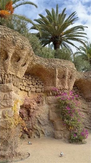 Park Guell Barcelona: Gaudi mosaics and mediterranean city views 4K