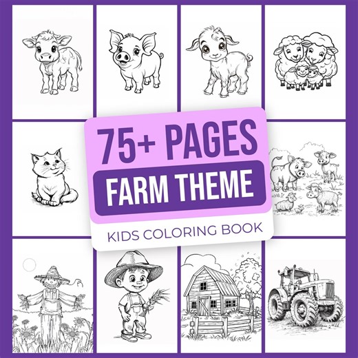 Farm Coloring Pages for Kids | Printable Barnyard Animal Coloring Sheets | Instant Download Toddler Activity Book - Etsy