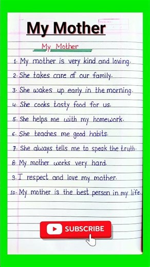 10 lines essay on my mother | Essay writing on My Mother Essay/Essay on my mother in english #shorts