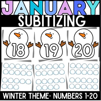 Kindergarten Numbers 1–20 Matching Cards | Subitizing | Winter Snowman
