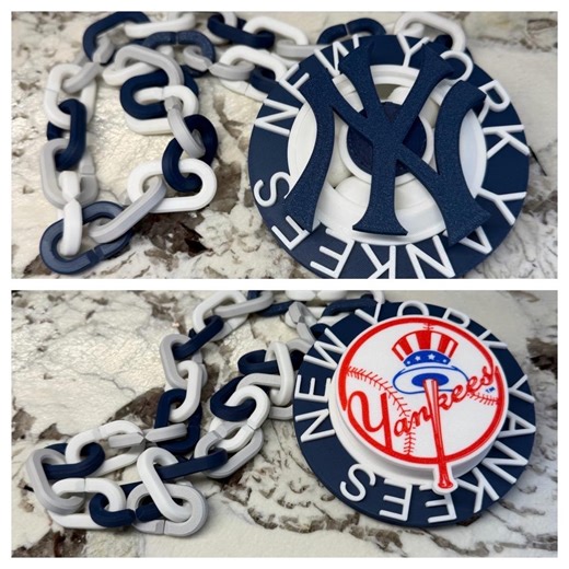 New York Yankees Spinner Chain | Yankees Fan Gear | Navy & White | 4.75” Pendant | 36” Chain | Baseball Game Day Necklace - Etsy