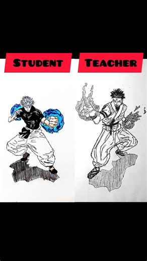 Drawing Teacher vs Student #shorts #anime #drawing #jujutsukaisen #art #fyp