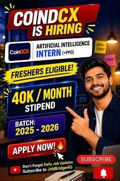 CoinDCX Hiring AI Intern 🤯 40K Salary | No Experience Needed | Apply Fast