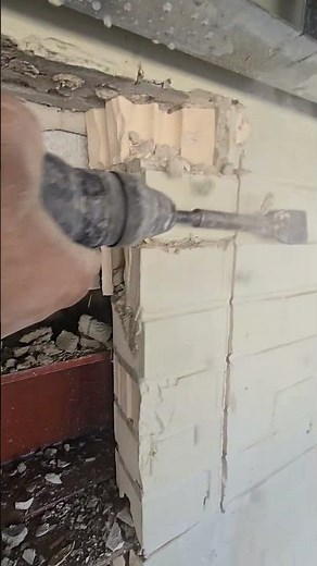 Bosch hammer drill with chisel bit is chipping at the brick, watch previous uploads #construction