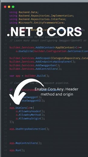 How to Enable CORS In dotnet Core API #shorts