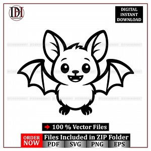 Kawaii Bat SVG: Halloween Vector Clipart (digital Download) - Etsy