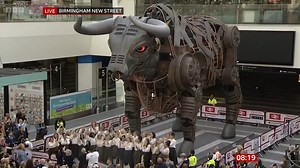 Watch as Ozzy the mechanical bull is officially unveiled at his new home of Birmingham New Street Station. Spoiler alert: he roars! 📹 BBC Breakfast | Birmingham What's On