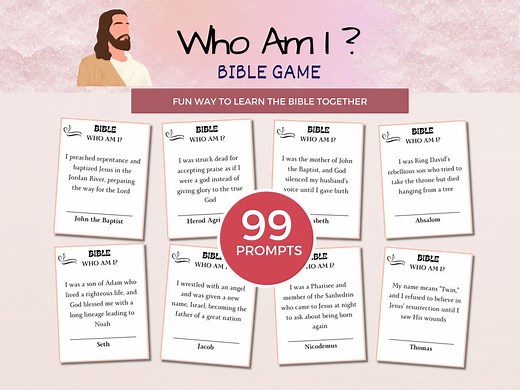 Who Am I? Bible Game – Printable Christian Trivia, Bible Characters Guessing Game, Educational Christian Fun Church Family Activity - Etsy