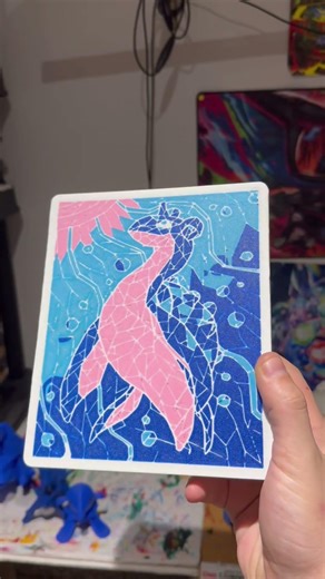 Stained glass effect Lapras 3D printed light box #3d #pokemon #3dprinting #lightbox #viral